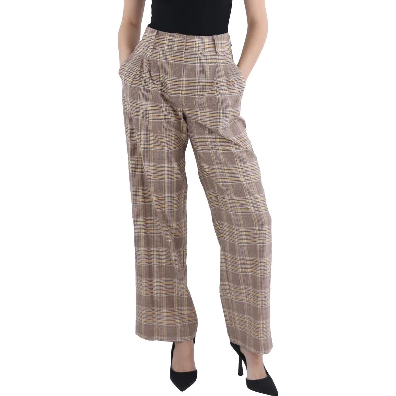 Vince Camuto Womens Plus Plaid High Rise Wide Leg Pants High-Waist Jeans