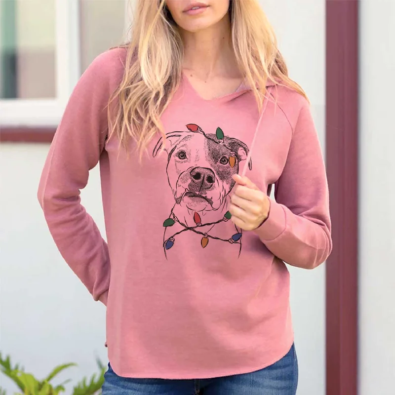 Christmas Lights Dexter the Pitbull - Cali Wave Hooded Sweatshirt Hoodie with Metallic Shiny Futuristic Christmas Lights Dexter the Pitbull - Cali Wave Hooded Sweatshirt Hoodie with Metallic Shiny Futuristic