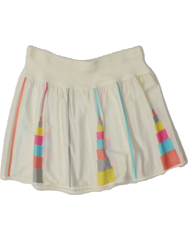 SILVY Womens Tennis Skirt IT 46 Large White Geometric Cotton relaxed fit skirt