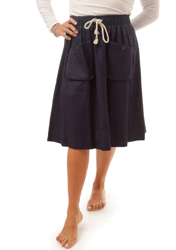 Draw Quilted Pocket Skirt denim skirt classic