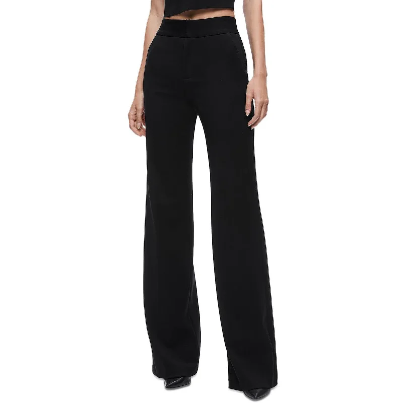 Alice and Olivia Womens Deanna High Rise Faux Pockets Bootcut Pants Cozy Knit Pants