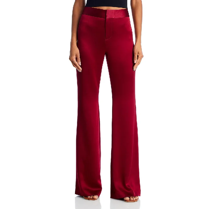 Alice and Olivia Womens Denny Satin Slim Boot Dress Pants Soft Cotton Pants