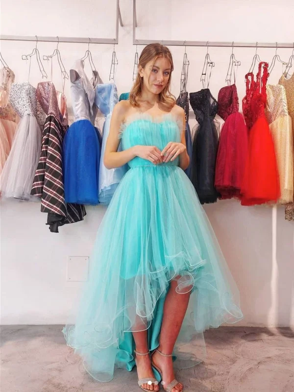 High Low Teal Blue Tulle Prom Dresses, Teal Blue High Low Formal Evening Dresses Bodycon Club Sequined High Low Teal Blue Tulle Prom Dresses, Teal Blue High Low Formal Evening Dresses Bodycon Club Sequined