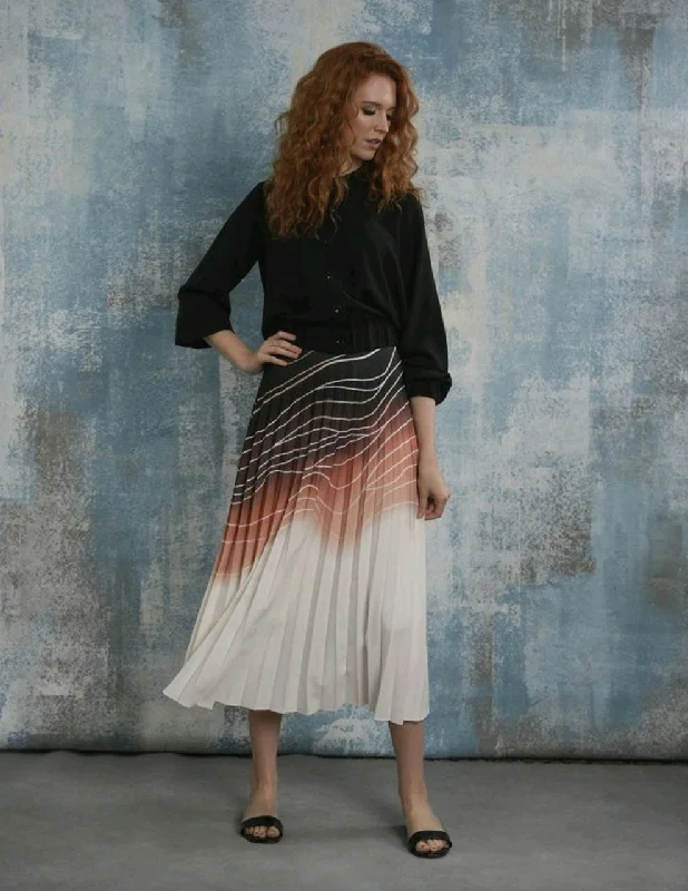 Carlucci Ombre Pleated Maxi Skirt wool skirt warm