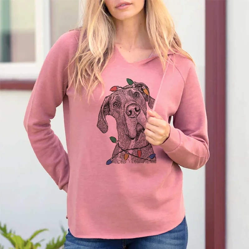 Christmas Lights River the Great Dane - Cali Wave Hooded Sweatshirt Hoodie with High Neck Warm Protective Christmas Lights River the Great Dane - Cali Wave Hooded Sweatshirt Hoodie with High Neck Warm Protective