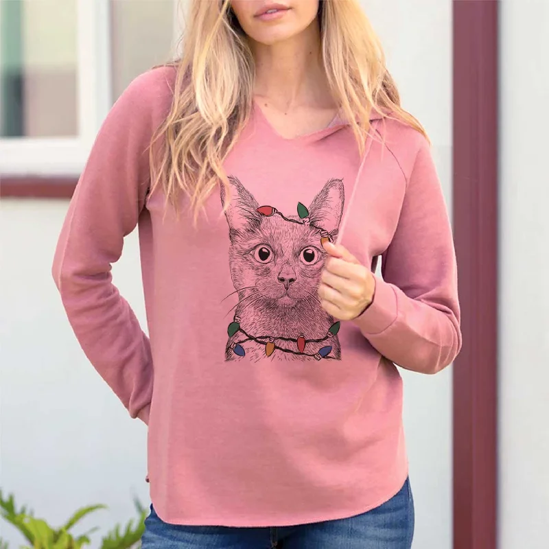 Christmas Lights Shadow the Black Cat - Cali Wave Hooded Sweatshirt Hoodie with Cuffed Sleeves Snug Secure Christmas Lights Shadow the Black Cat - Cali Wave Hooded Sweatshirt Hoodie with Cuffed Sleeves Snug Secure