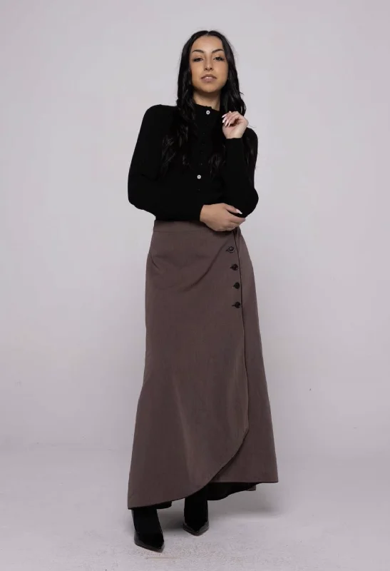 Edera Fake Wrap Button Detail Skirt denim skirt fashionable
