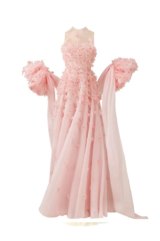 Novak Ball Gown Flower Applique Silk Organza Floor Length Dress Tunics Cozy comfortable Novak Ball Gown Flower Applique Silk Organza Floor Length Dress Tunics Cozy comfortable