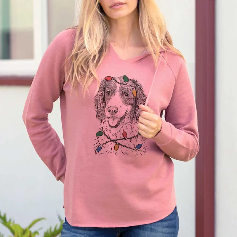 Christmas Lights Maggie the Springer Spaniel - Cali Wave Hooded Sweatshirt Hoodie with Back Slit Movement Comfort Christmas Lights Maggie the Springer Spaniel - Cali Wave Hooded Sweatshirt Hoodie with Back Slit Movement Comfort