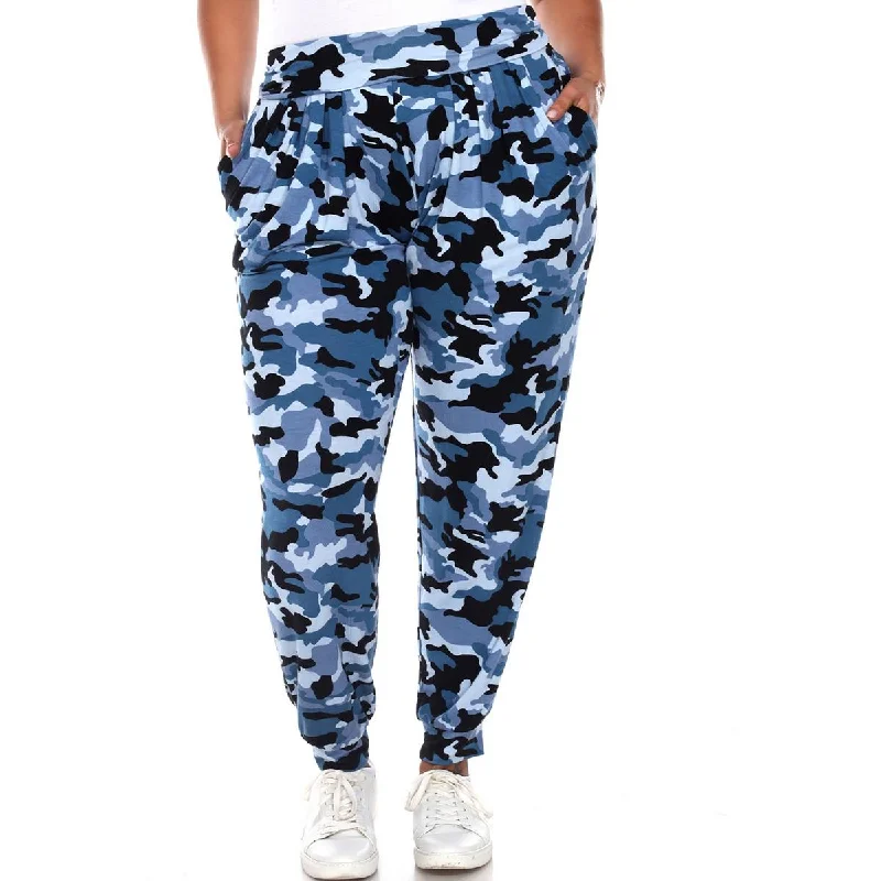 White Mark Womens Plus High Rise Stretch Jogger Pants Relaxed Fit Trousers