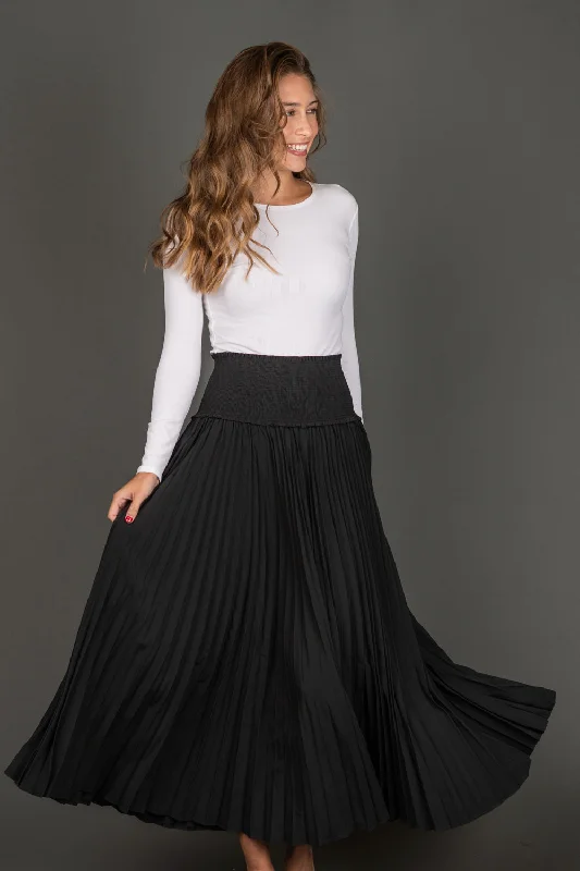 Weekend Scrunch Waist Pleat Maxi Skirt corduroy skirt durable