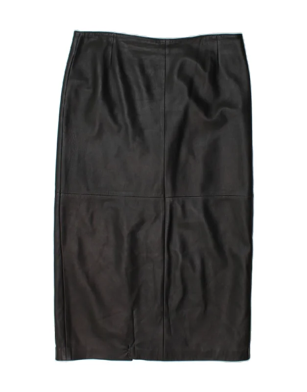 VINTAGE Womens Leather Skirt XL W36  Black Leather lightweight skirt design