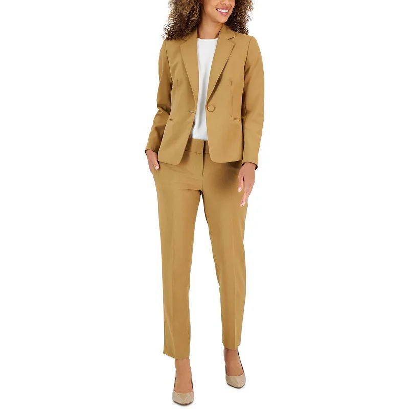 Le Suit Womens Petites Solid Straight Leg Dress Pants Comfortable Pleated Pants