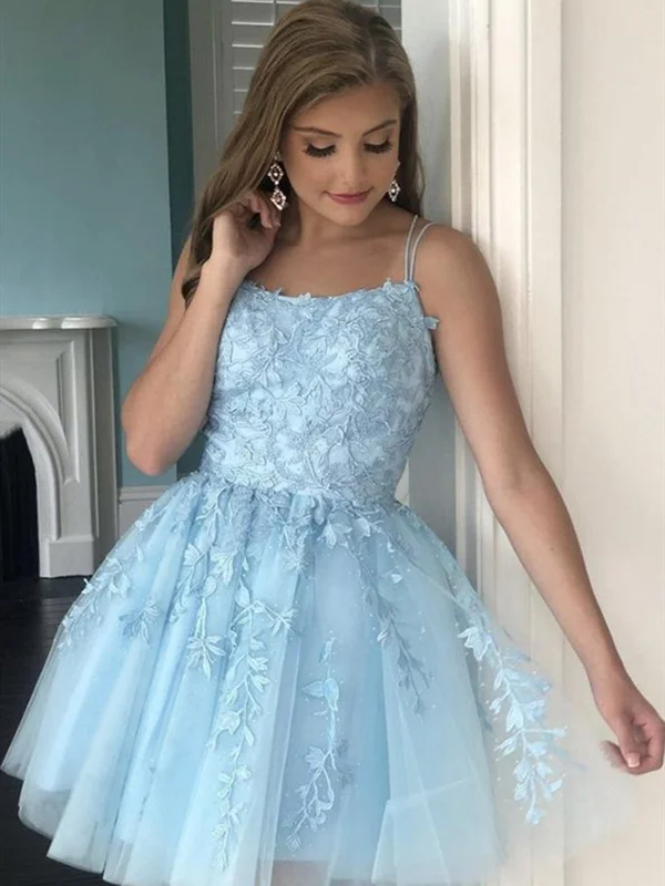 Backless Short Blue Lace Prom Dresses, Short Blue Lace Graduation Homecoming Dresses Tunics Trendy modern Backless Short Blue Lace Prom Dresses, Short Blue Lace Graduation Homecoming Dresses Tunics Trendy modern