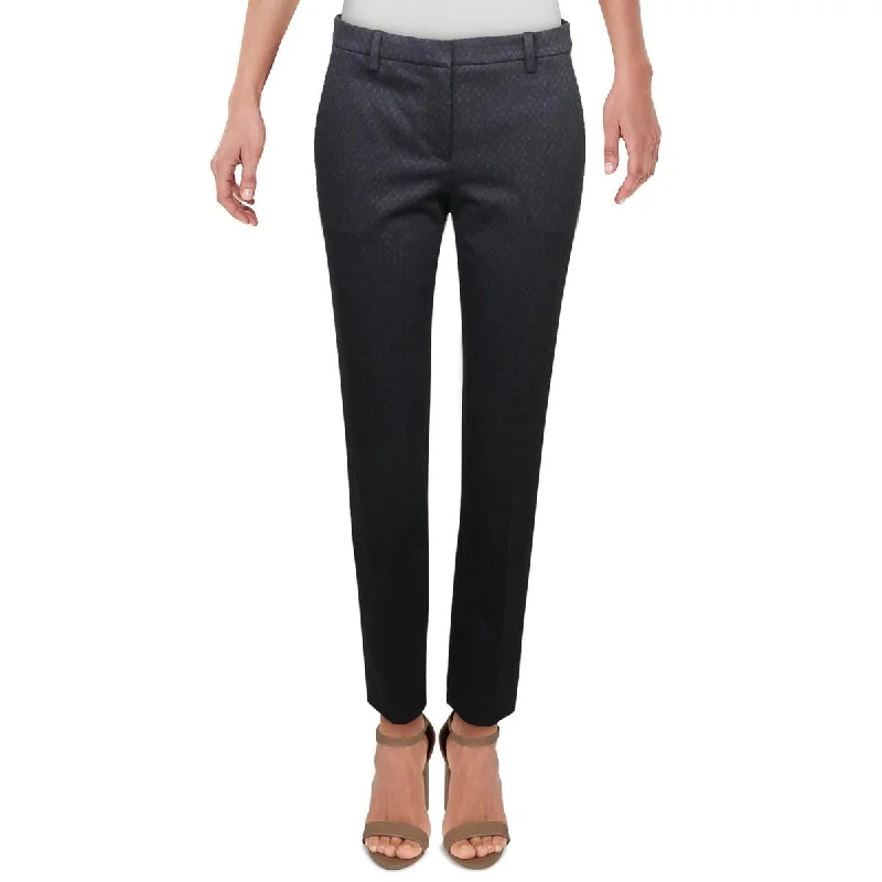 Theory Womens Printed Tailored Pants Classic Pleated Pants