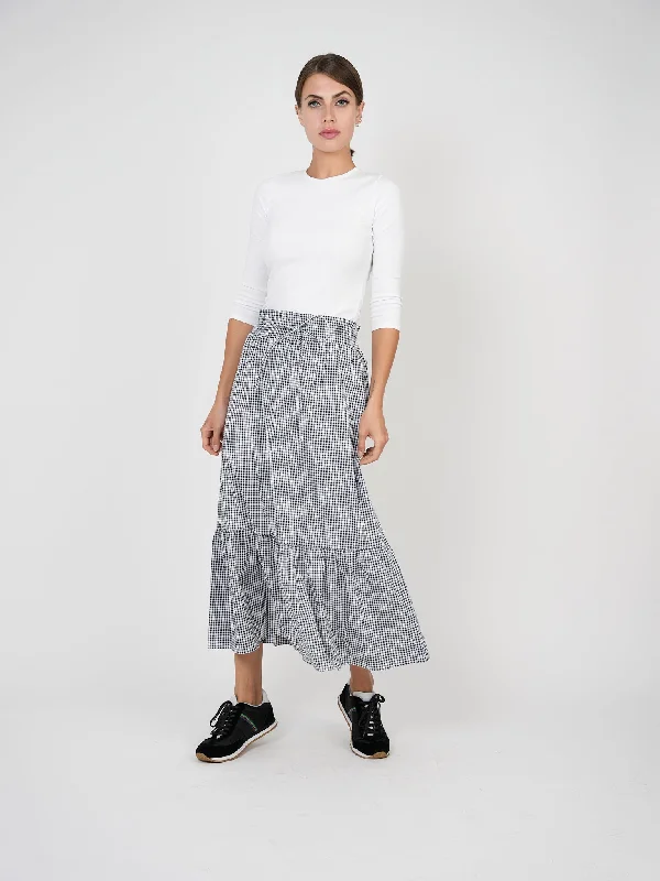 Club Malibu Gingham Midi Skirt leather skirt sleek