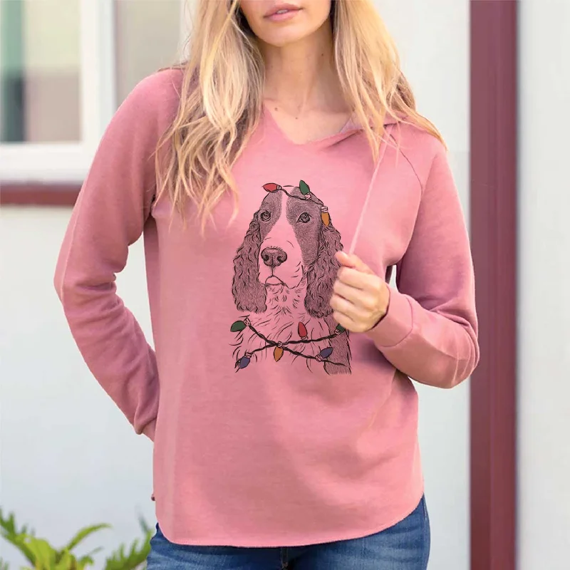 Christmas Lights Quincy the English Springer Spaniel - Cali Wave Hooded Sweatshirt Hoodie with Zipper Placket Modern Functional Christmas Lights Quincy the English Springer Spaniel - Cali Wave Hooded Sweatshirt Hoodie with Zipper Placket Modern Functional