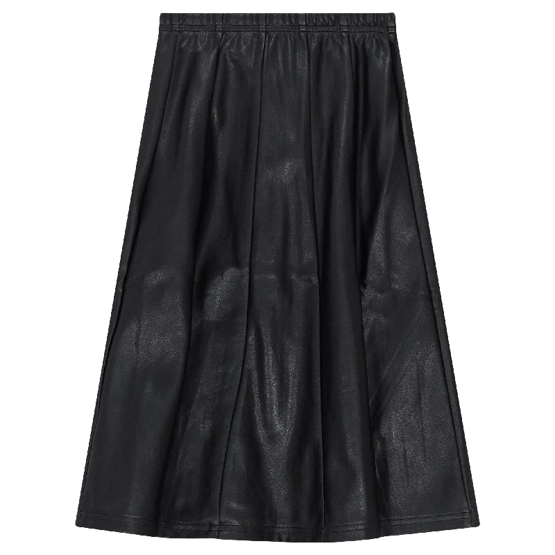 Ginger Leather Panel Skirt denim skirt stylish