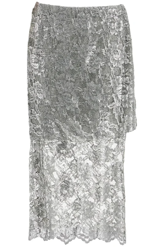 Silver Lace Midi Skirt  - Silver maxi skirt elegant