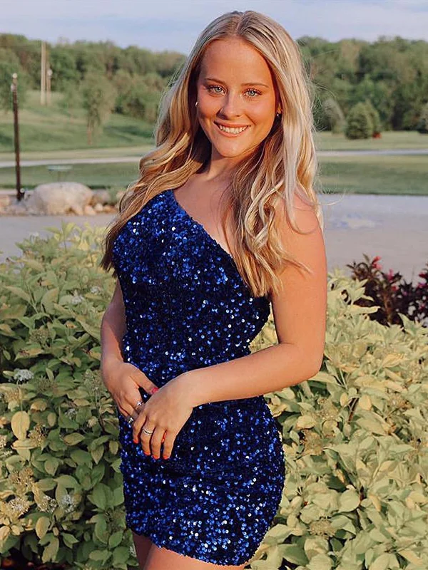One Shoulder Royal Blue Prom Dresses, Short Blue Formal Homecoming Dresses Tunics Versatile stylish One Shoulder Royal Blue Prom Dresses, Short Blue Formal Homecoming Dresses Tunics Versatile stylish