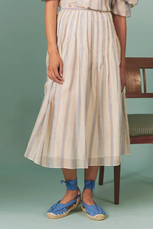 Verde Skirt Chanderi Stripes | Lavender chiffon skirt delicate