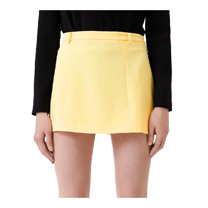 Patrizia Pepe Yellow Polyester Skirt velvet skirt luxurious