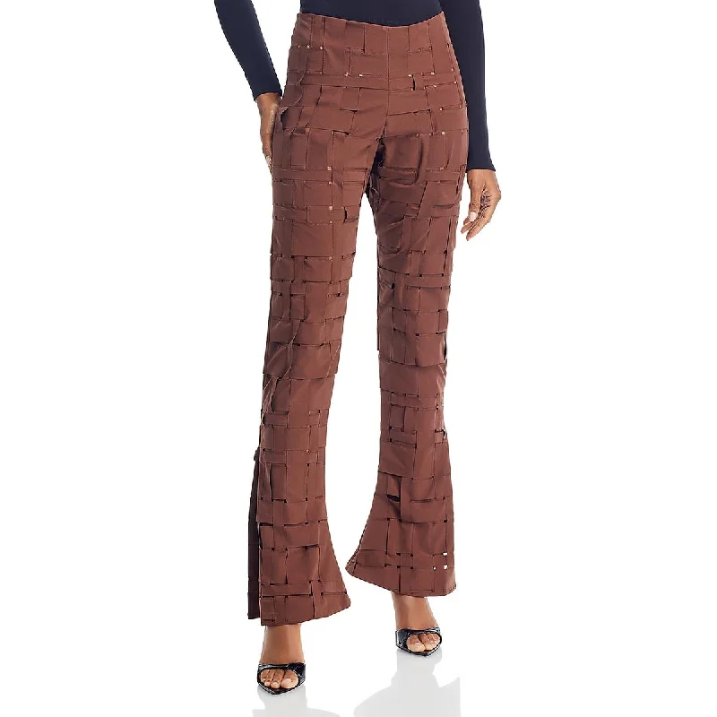 A.W.A.K.E MODE Womens High Rise Split Hem Straight Leg Pants Fashionable Work Pants