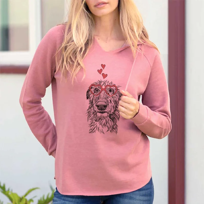 Valentine Cleod the Scottish Deerhound - Cali Wave Hooded Sweatshirt Hoodie with Batwing Sleeves Loose Dramatic Valentine Cleod the Scottish Deerhound - Cali Wave Hooded Sweatshirt Hoodie with Batwing Sleeves Loose Dramatic