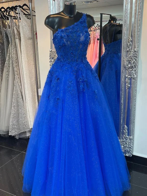 One Shoulder Blue Yellow Long Lace Prom Dresses, One Shoulder Lace Formal Evening Dresses Tunics Cozy soft One Shoulder Blue Yellow Long Lace Prom Dresses, One Shoulder Lace Formal Evening Dresses Tunics Cozy soft