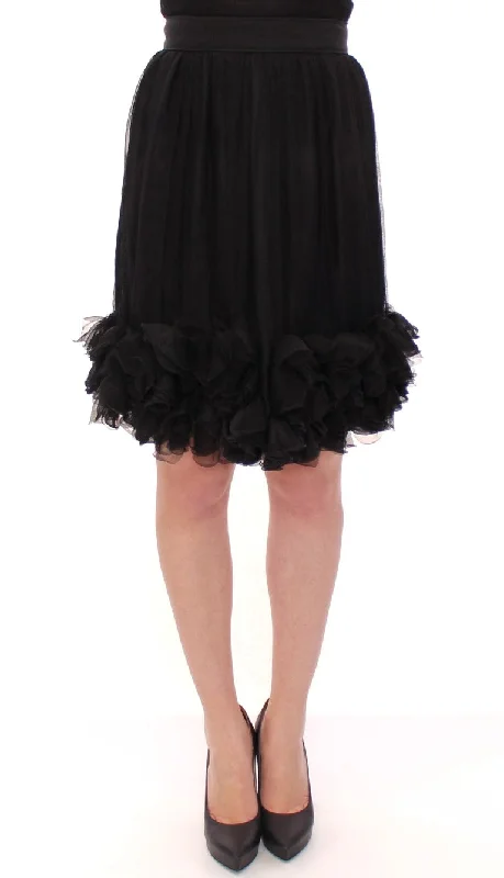 Dolce & Gabbana Elegant Silk Black Skirt for Evenings corduroy skirt comfortable