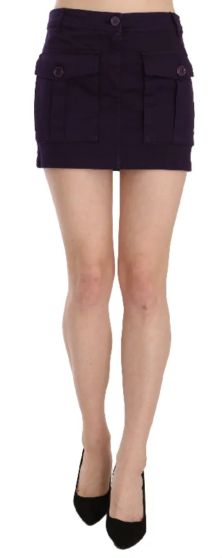 GF Ferre Elegant Purple High-Waist A-Line Mini Skirt seamless skirt comfort