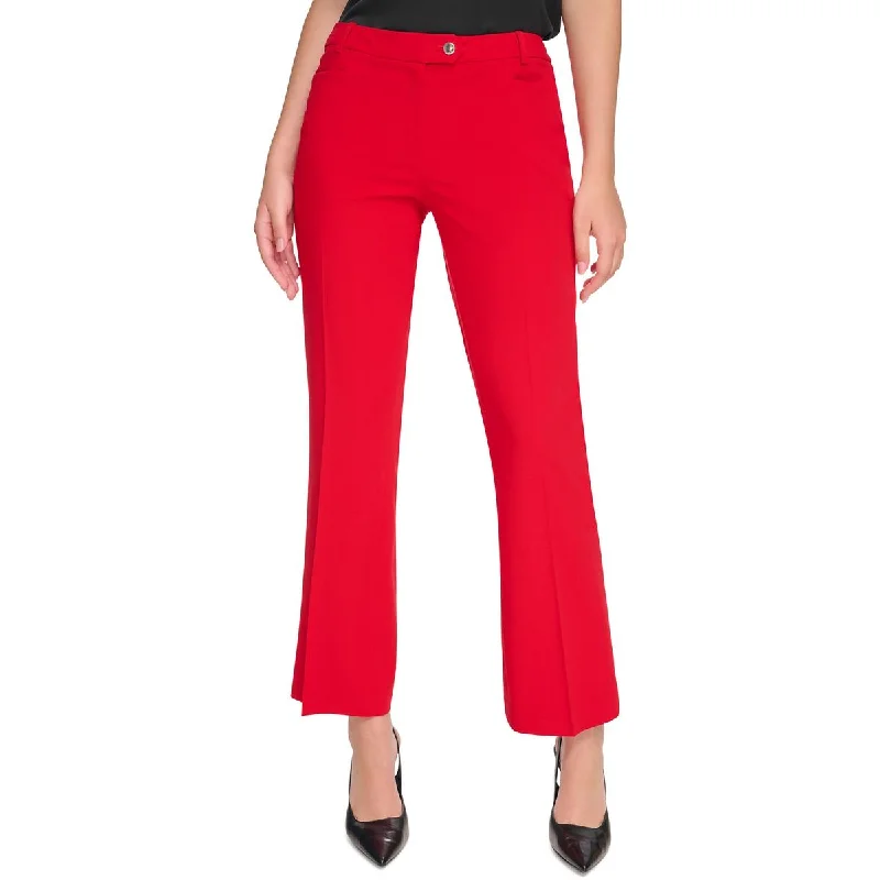 Calvin Klein Womens Petites Pintuck Mid Rise Straight Leg Pants Casual Track Pants