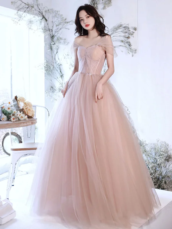 A Line Off Shoulder Pink Long Prom Dress, Pink Graduation Dress with Beading Lace Tunics Short Trendy A Line Off Shoulder Pink Long Prom Dress, Pink Graduation Dress with Beading Lace Tunics Short Trendy