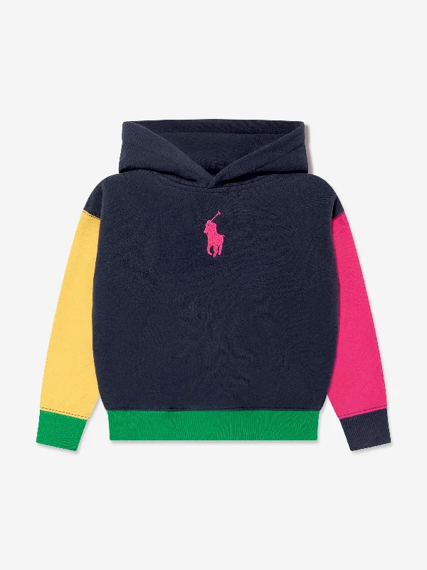 Ralph Lauren Girls Colourblock Hoodie in Navy Hoodie with Camouflage Military Edgy