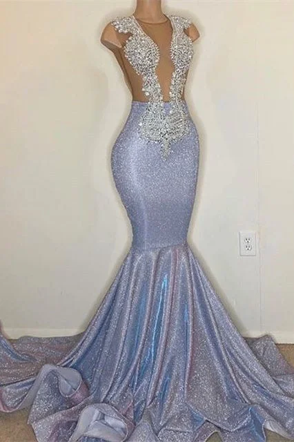 Sexy Mermaid Prom Dress Sparkly Appliques Party Dress Tunics Practical easy-care