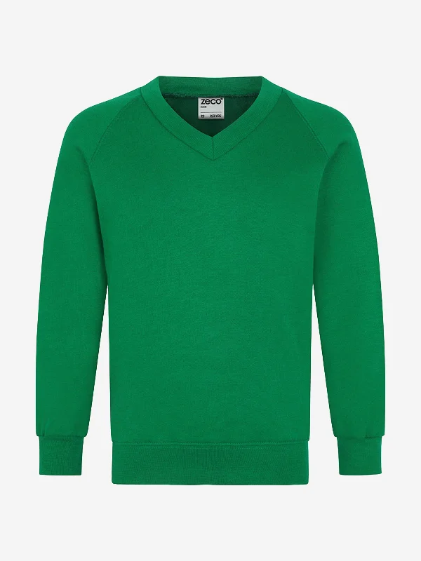 Zeco Kids School V-Neck Sweatshirt in Green Hoodie with Tied Waist Feminine Flattering Zeco Kids School V-Neck Sweatshirt in Green Hoodie with Tied Waist Feminine Flattering