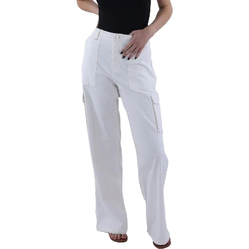 Sanctuary Womens High Rise Wide Leg Cargo Pants Chic Wool Trousers