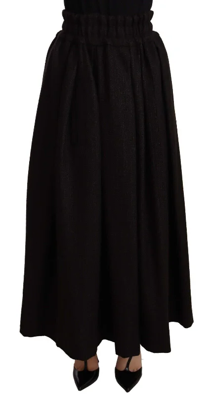Dolce & Gabbana Elegant High Waist Maxi A-line Wool Skirt midi skirt versatile