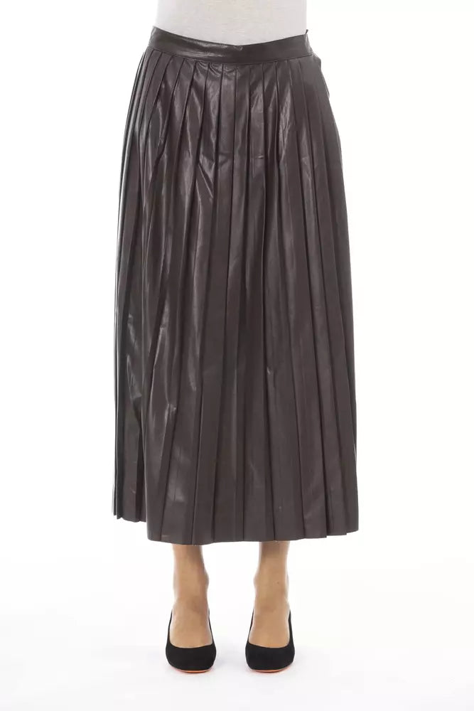 Alpha Studio Brown Polyethylene Women Skirt velvet skirt sumptuous