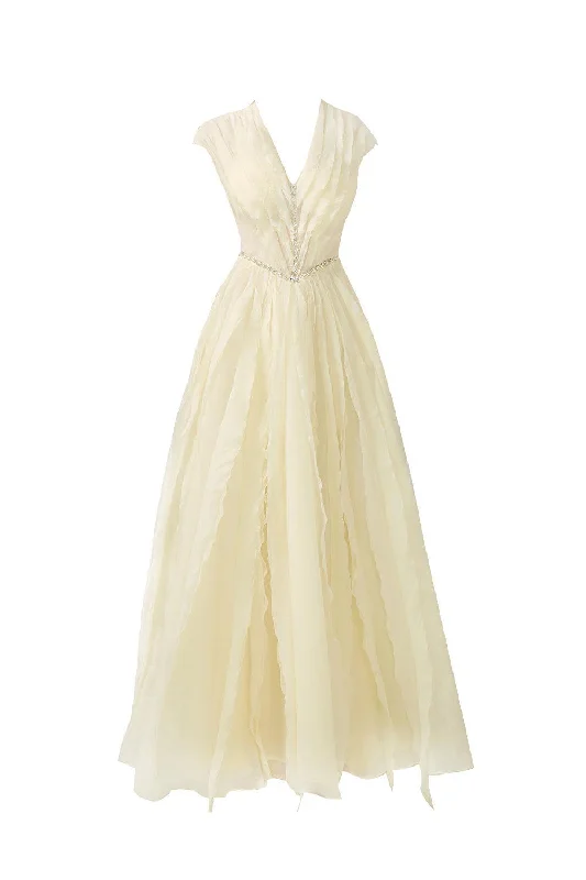 Hadassah Ball Gown V-Neck Organza Floor Length Dress Tunics Stylish modern