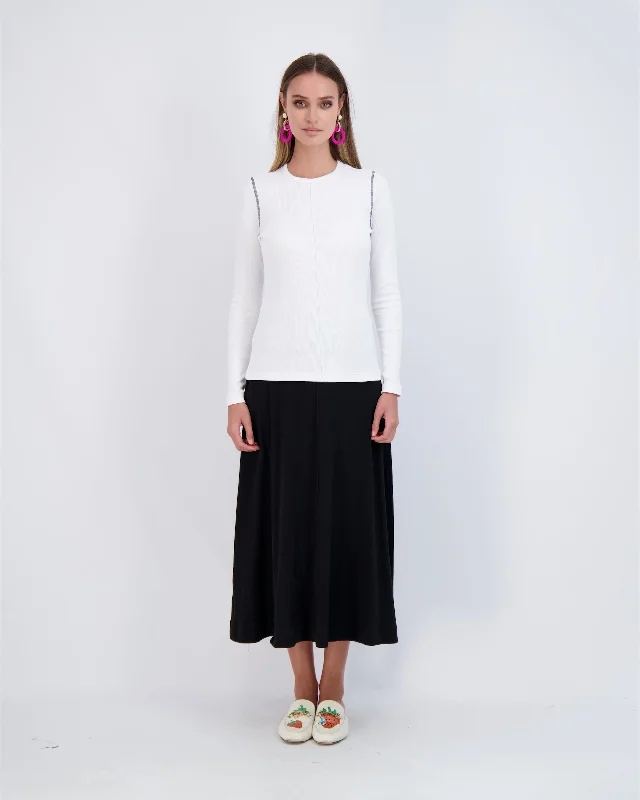 Miumax Ribbed Midi Skirt leather skirt refined