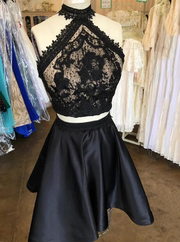 Two Piece Little Black Dress Lace Top Cut Out Satin Party Dress OM493 Tunics Travel practical Two Piece Little Black Dress Lace Top Cut Out Satin Party Dress OM493 Tunics Travel practical