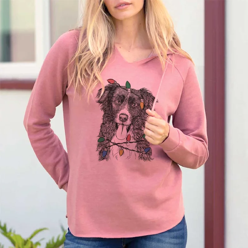 Christmas Lights Indi the Border Collie - Cali Wave Hooded Sweatshirt Graphic Hoodie Design Print Christmas Lights Indi the Border Collie - Cali Wave Hooded Sweatshirt Graphic Hoodie Design Print