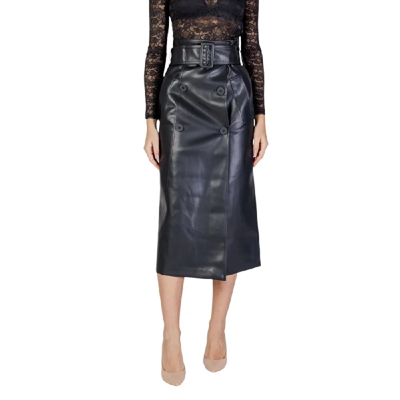 Morgan De Toi Black Polyester Skirt zip skirt side