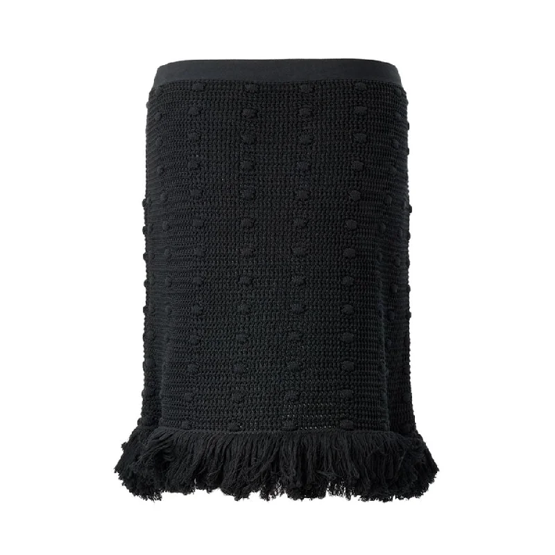 Bottega Veneta Elegant Black Cotton Skirt leather skirt bold