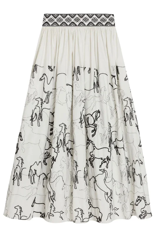 Ombretta Skirt | Wild Horse Embroidery wool skirt sturdy