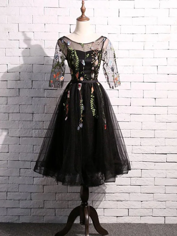 Lace Homecoming Dress Scoop A-line Embroidery Short Black Prom Dress Party Dress JK560 Tunics Prom sequined Lace Homecoming Dress Scoop A-line Embroidery Short Black Prom Dress Party Dress JK560 Tunics Prom sequined