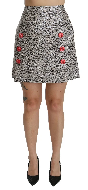 Dolce & Gabbana Exquisite Black Embellished High Waist Skirt relaxed fit skirt