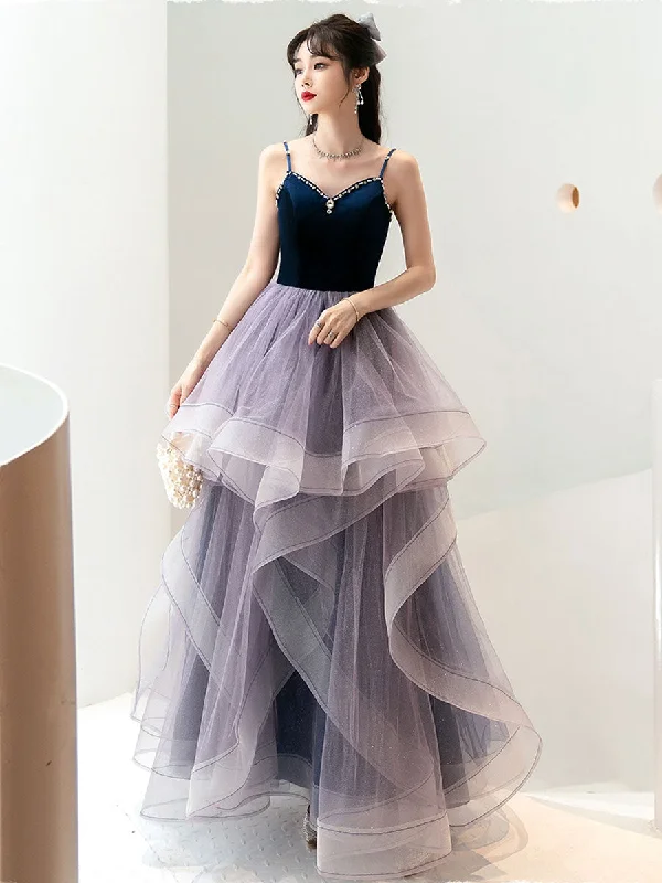 Purple Sweetheart Neck Tulle Long Prom Dress Purple Graduation Dresses Tunics Travel practical Purple Sweetheart Neck Tulle Long Prom Dress Purple Graduation Dresses Tunics Travel practical