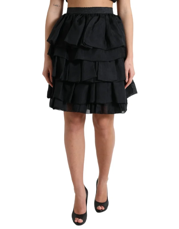 Dolce & Gabbana Elegant Tiered A-Line Mini Skirt silk skirt sleek